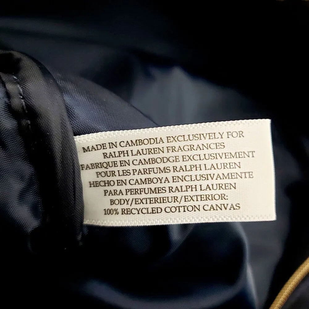 Ralph Lauren Duffle Bag Large Navy Cotton Canvas Weekend Travel Preppy Retro